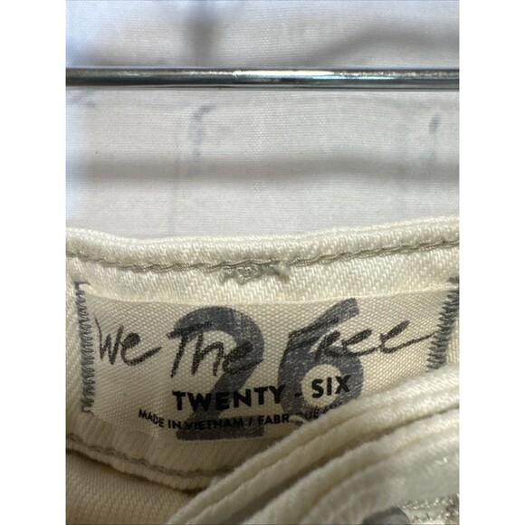 We The Free Mini Denim Skirt Size 26 Off White Ivory Distressed Raw Cut Off - Picture 6 of 9